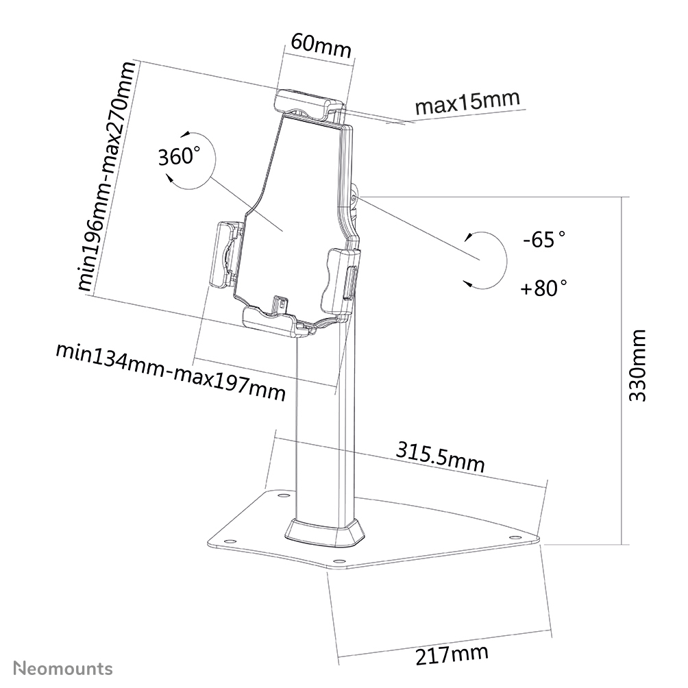 Neomounts TABLET-D150SILVER Scrivania per supporto tablet 7.9-10.5" - bloccabile - universale